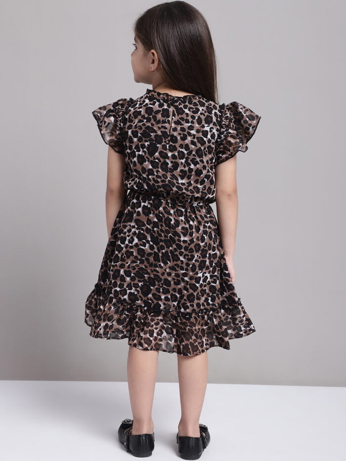 Girls Animal Printed Georgette A-Line Dress