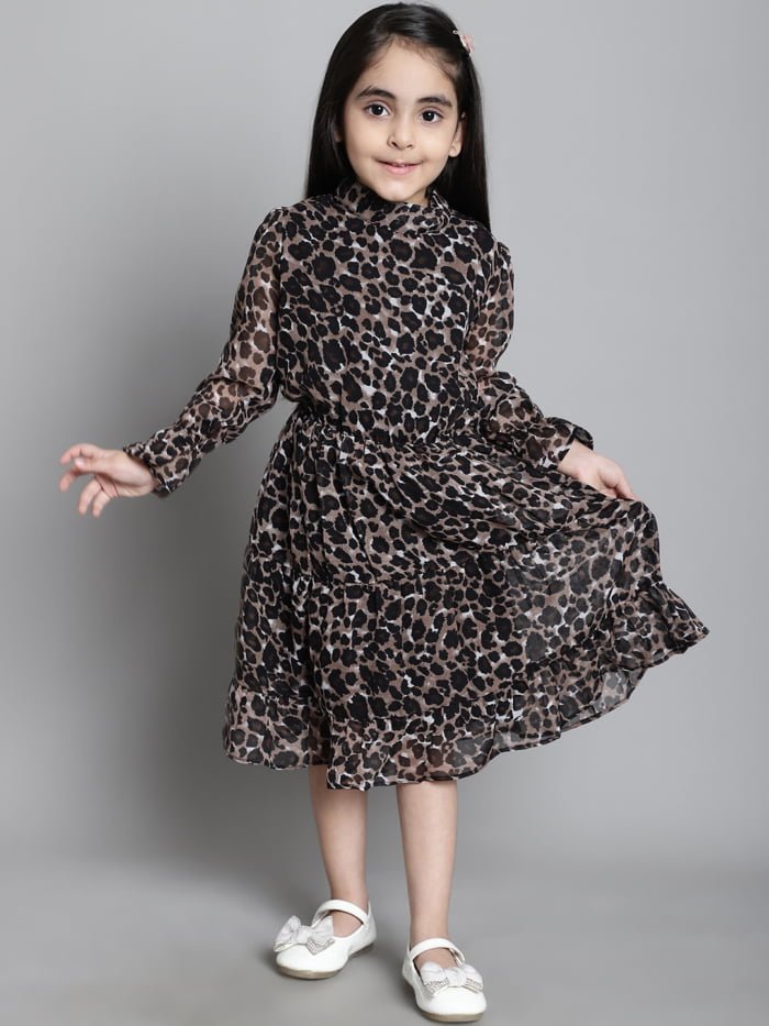 Girls Animal Printed Tiered Kids Dress