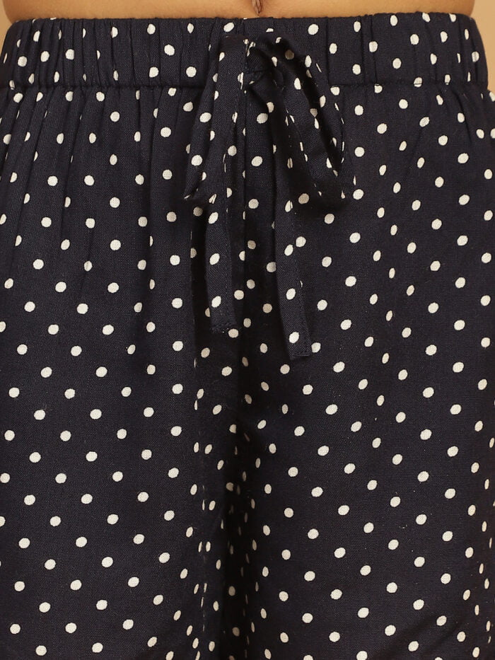 Girl Navy Dot Printed Woven Shorts