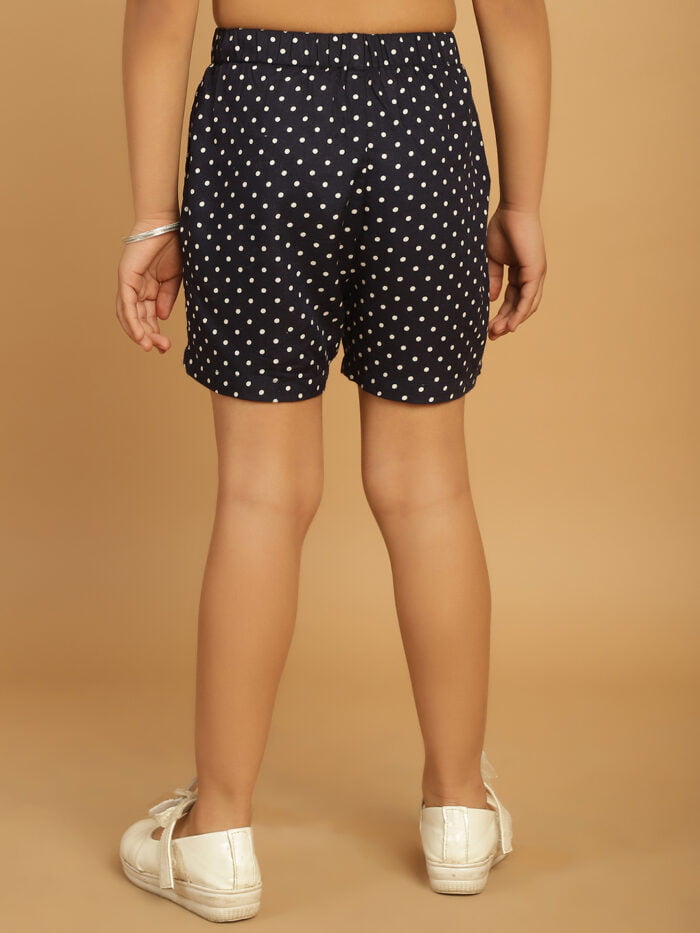 Girl Navy Dot Printed Woven Shorts