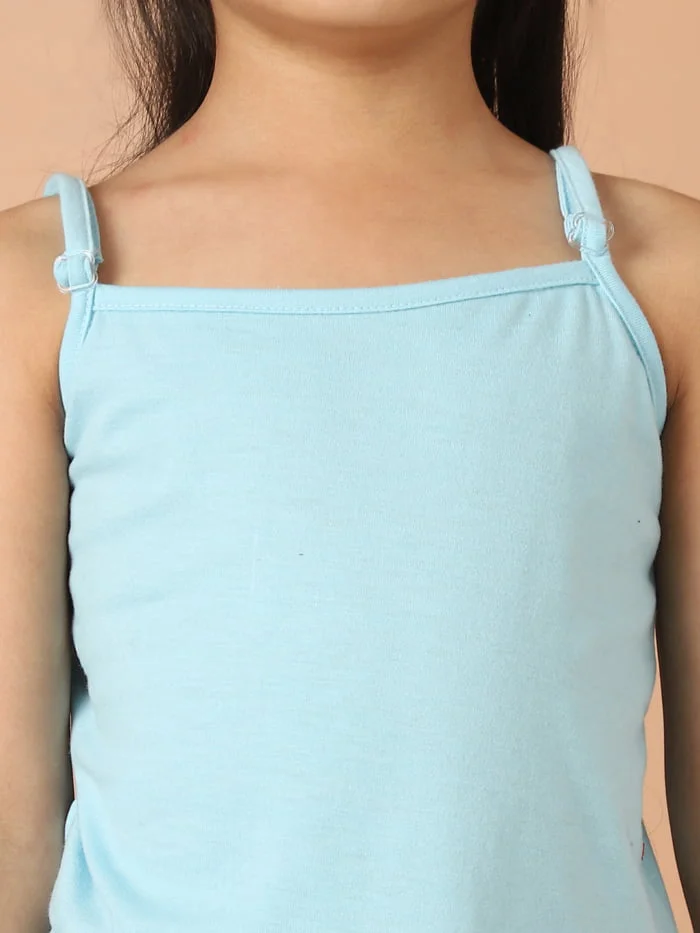 Girl Sea Green Solid Color Cotton Knitted Jumpsuit