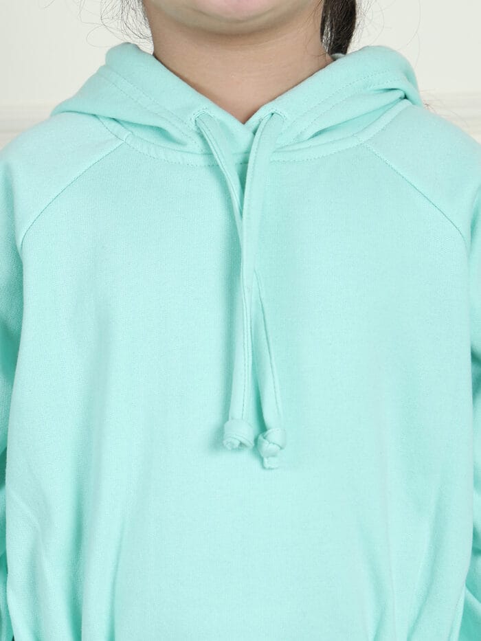 Girl Pastel Blue solid color sweatshirt featuring a hooded neck