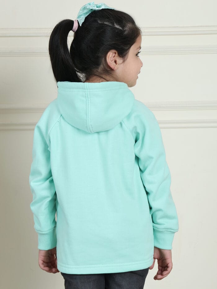 Girl Pastel Blue solid color sweatshirt featuring a hooded neck